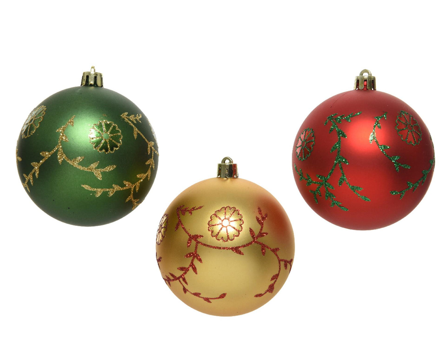 Decoris Boules de Noël mix 12 pcs or rouge vert
