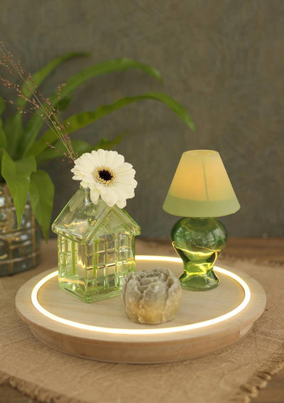 Idées assiette en bois 4 saisons avec néon Ø28x2,6 cm commande tactile