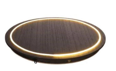 Idées 4 saisons assiette en bois avec néon Ø28x2,6 cm commande tactile noir