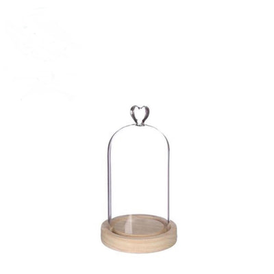 Idées 4 saisons cloche coeur avec socle en bois ø10xh18cm