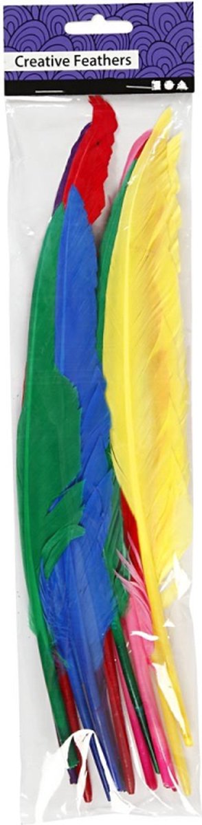 Plumes Creativ company, l: 27 cm, différentes couleurs, 12 pièces 1 boîte