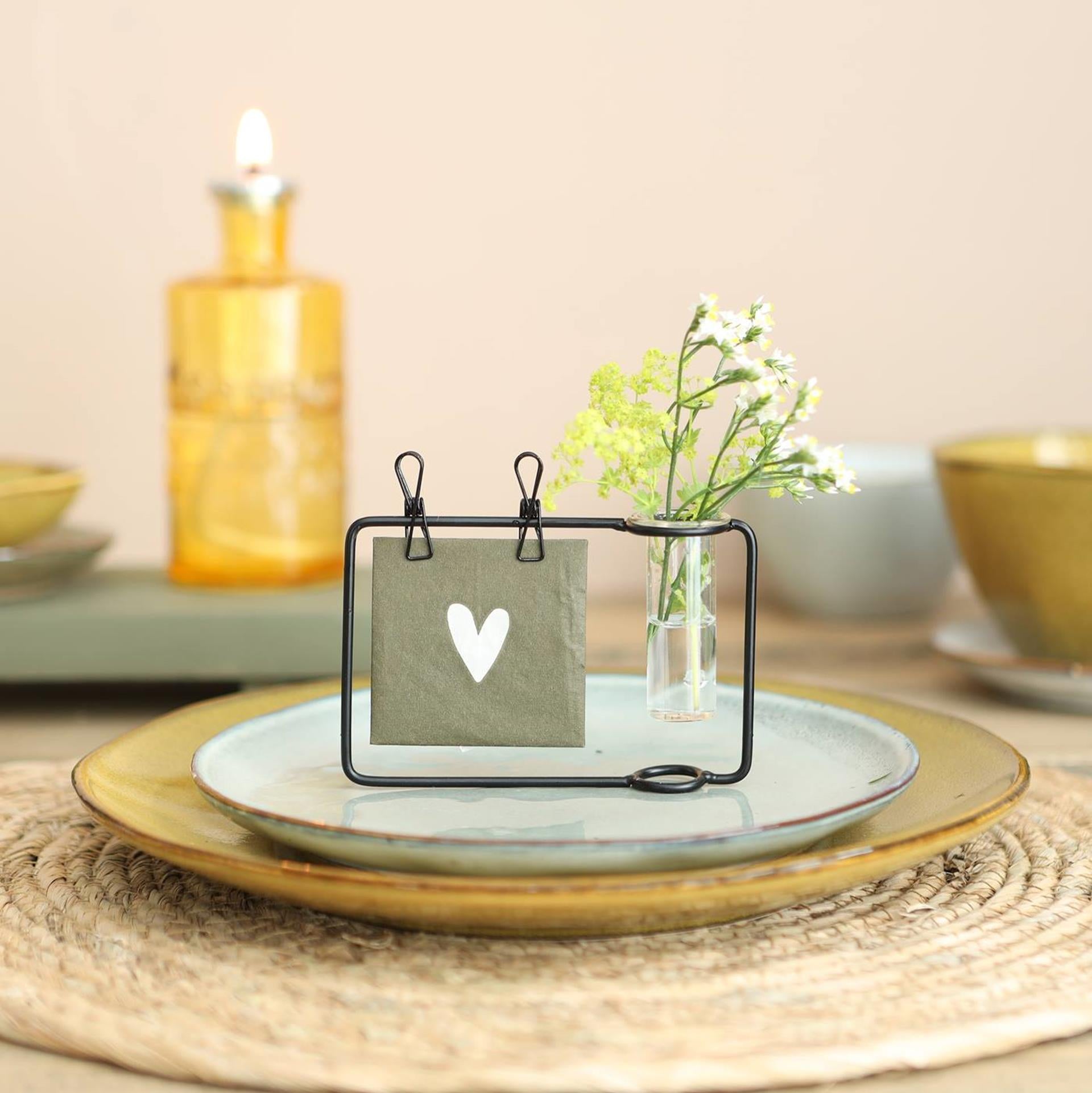 Idées 4 saisons standard avec pince et vase ''merci'' avec tube 12x2.5x8cm