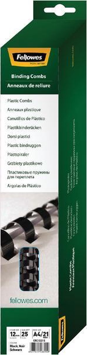 Crêtes de reliure métallique Fellowes 5330803 PVC (polychlorure de vinyle) blanc