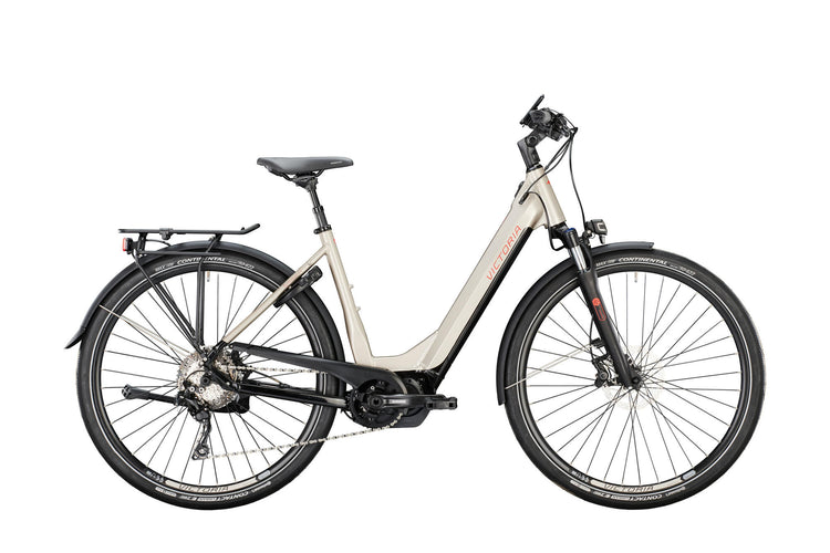 Vélo de trekking électrique Victoria etouring 12.8 mod. 22 victoires en vélo électrique. visite électronique. 12,8 28 50 vague 10sp gris