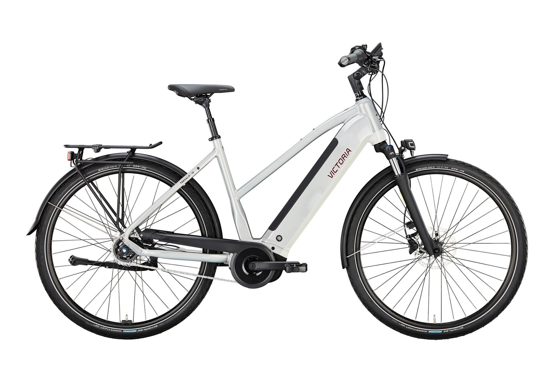Victoria Electric Trekking Bike Tresalo 15 (# 1) Ebike Vict. Tresalo 15 28 48 5SP FH Stairs. Argent
