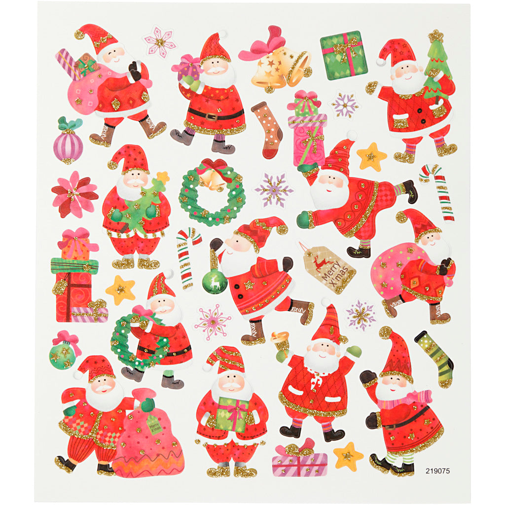 Autocollants Creativ Company, joyeux Père Noël, feuille 15x16,5 cm, env. 33 pièces, 1 feuille