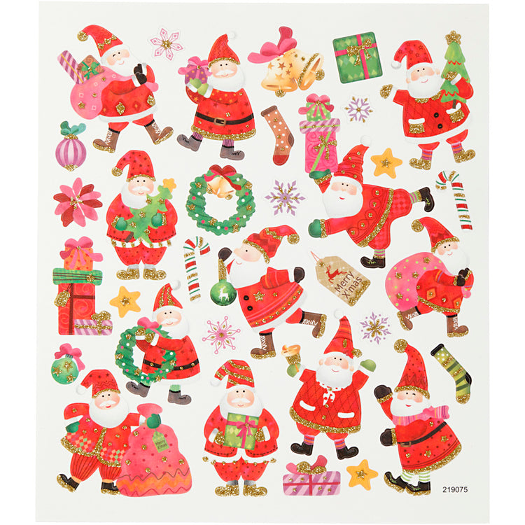 Autocollants Creativ Company, joyeux Père Noël, feuille 15x16,5 cm, env. 33 pièces, 1 feuille