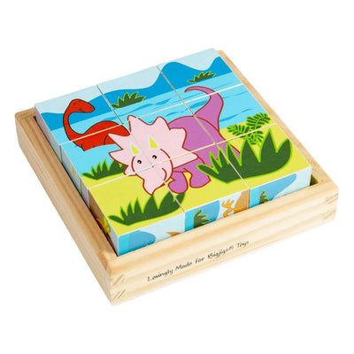 Bigjigs puzzle en blocs de bois dinosaure - 9 pcs.