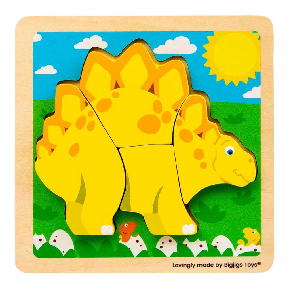 Bigjigs puzzle en forme de bois stégosaure - 4 pcs.