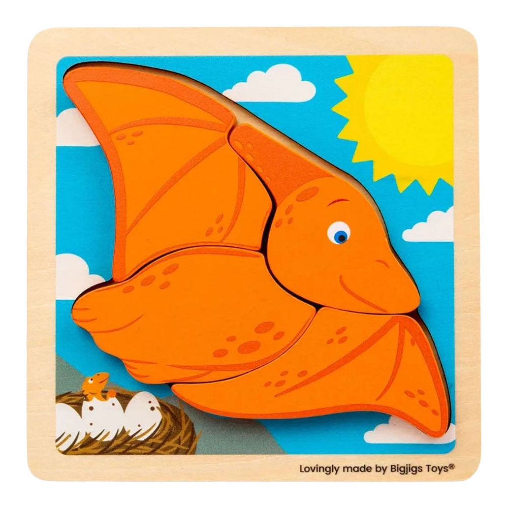 Bigjigs puzzle en forme de bois ptérodactyle - 4 pcs.