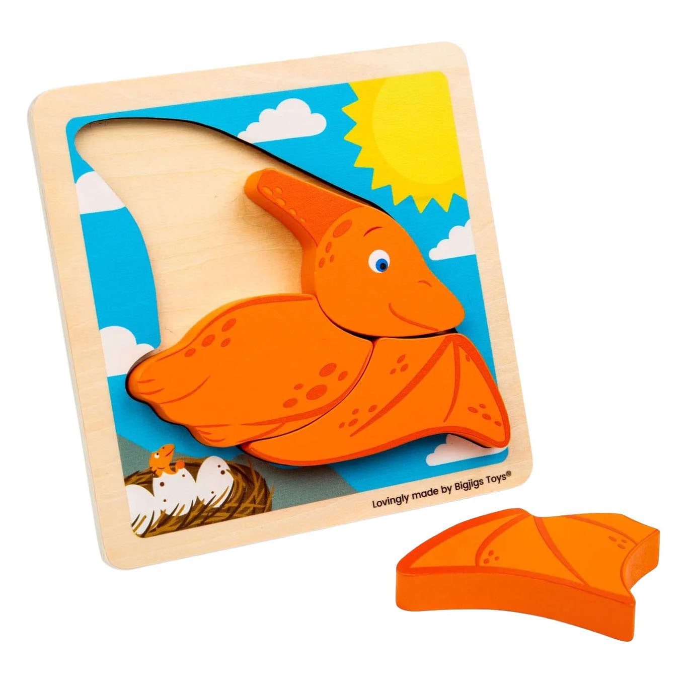 Bigjigs puzzle en forme de bois ptérodactyle - 4 pcs.