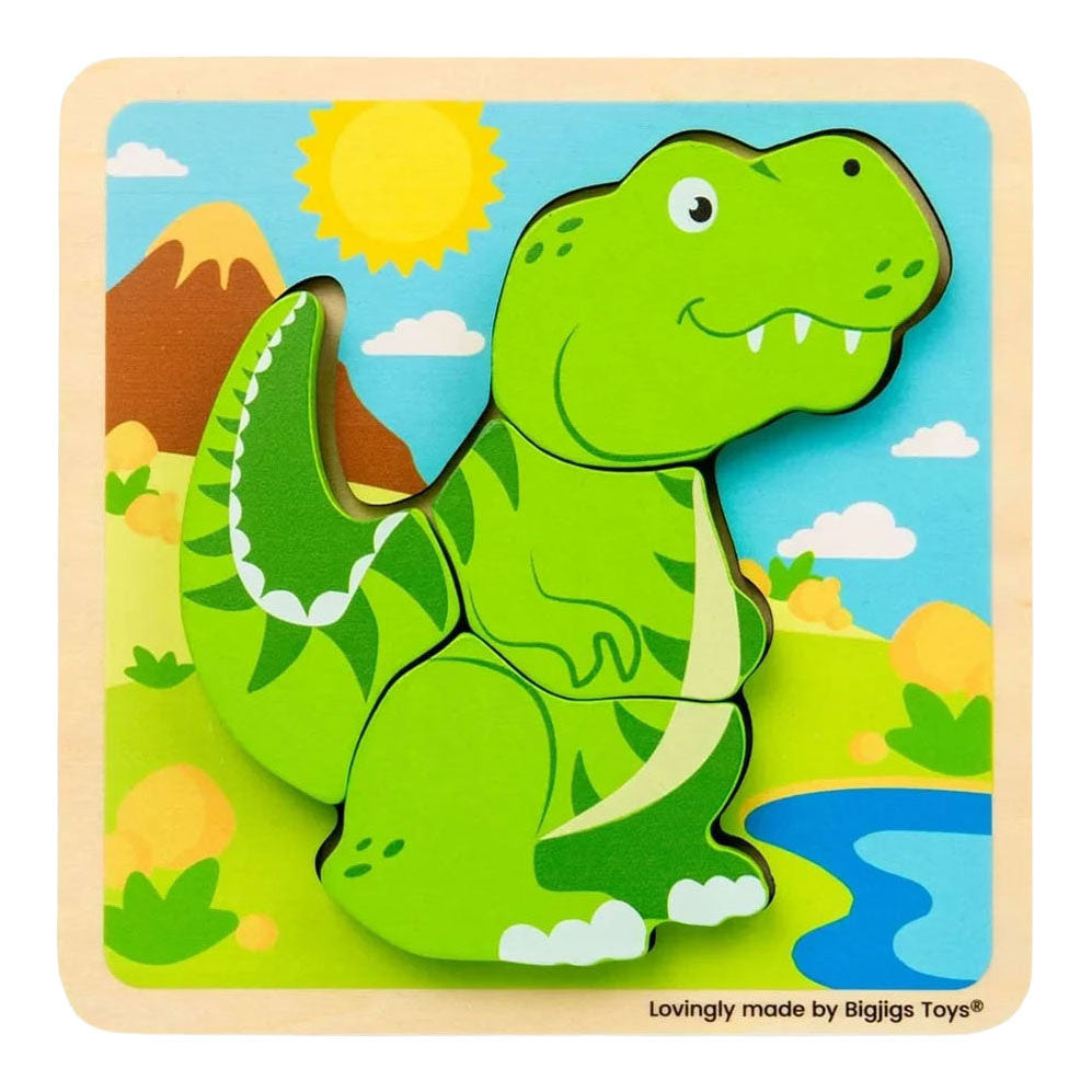 Bigjigs puzzle en forme de bois t-rex - 4 pcs.