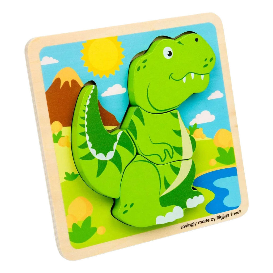 Bigjigs puzzle en forme de bois t-rex - 4 pcs.