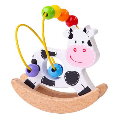 Vache à bascule en bois Bigjigs avec spirale de perles
