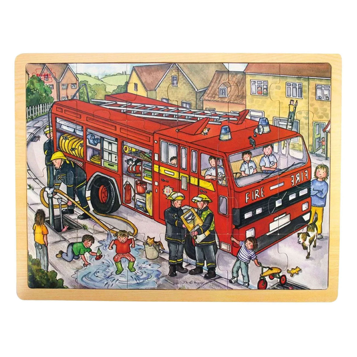 Bigjigs puzzle en bois camion de pompier - 24 pcs.