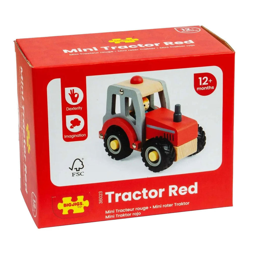 Tracteur rouge en bois Bigjigs