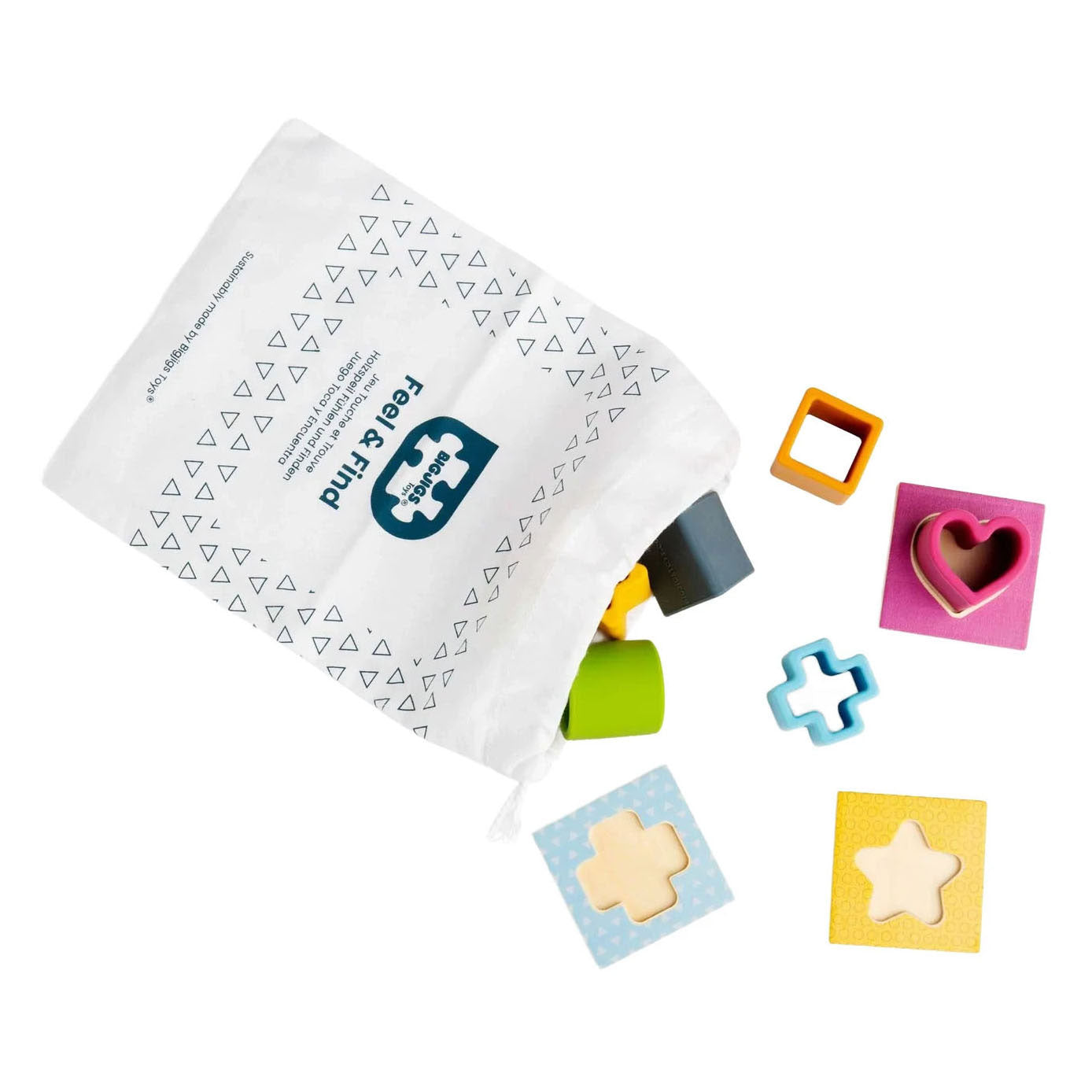 Puzzle forme Bigjigs en bois et silicone - 13 pièces.