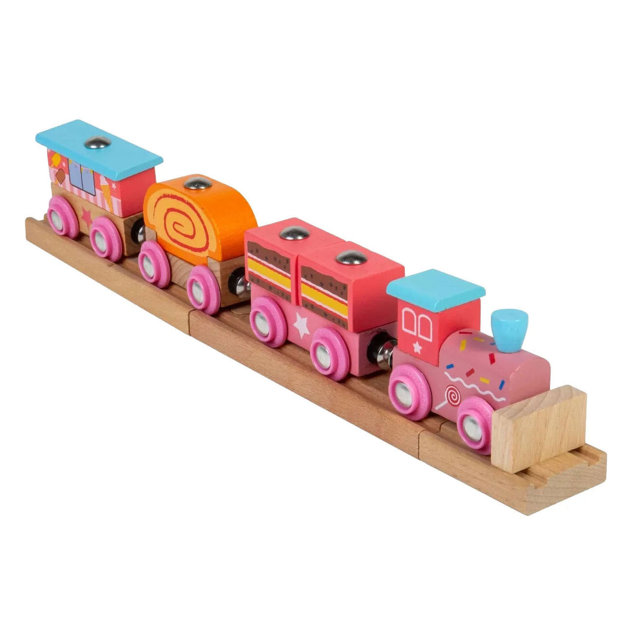 Train de bonbons en bois Bigjigs - 10 pcs.