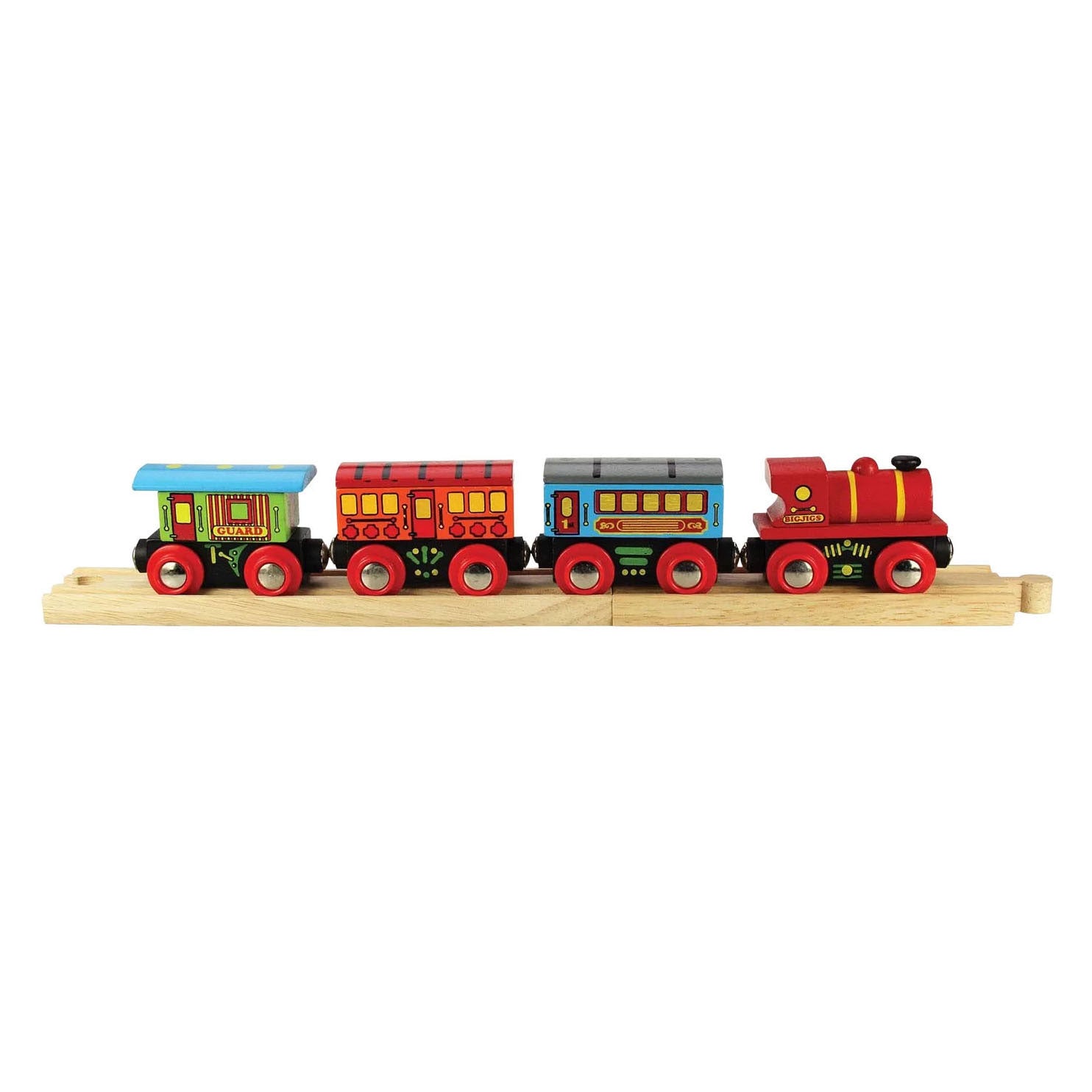 Train de voyageurs en bois Bigjigs - 9 pièces.