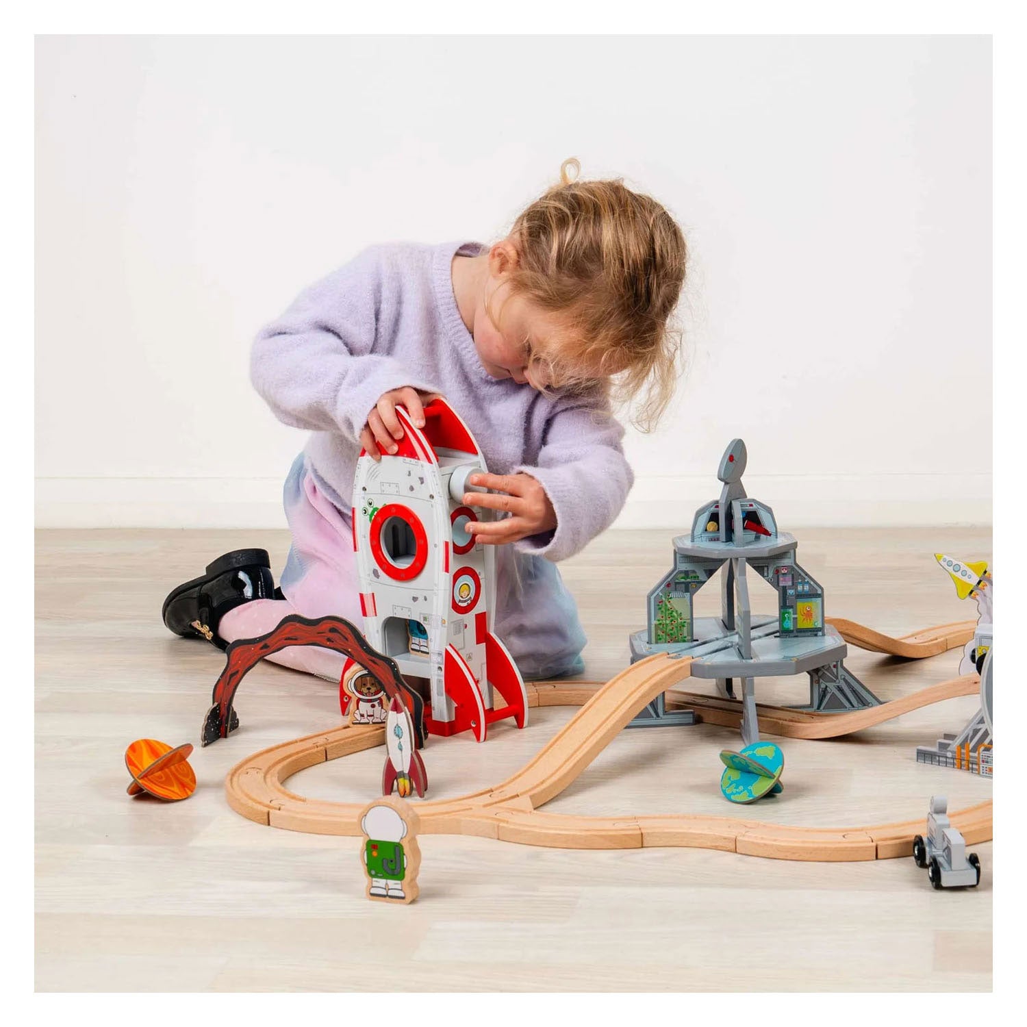 Rails en bois Bigjigs - fusée