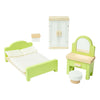 Chambre à coucher de meubles de maison de poupée en bois Bigjigs - 5 pièces.