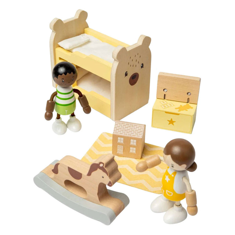 Meubles de maison de poupée en bois Bigjigs pour chambre d'enfant - 5 pièces.