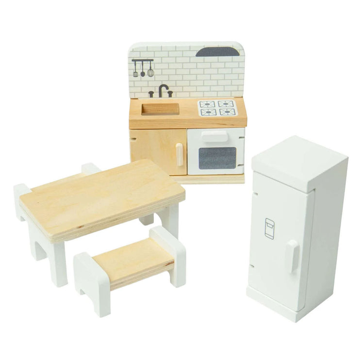 Cuisine de meubles de maison de poupée en bois Bigjigs - 5 pièces.