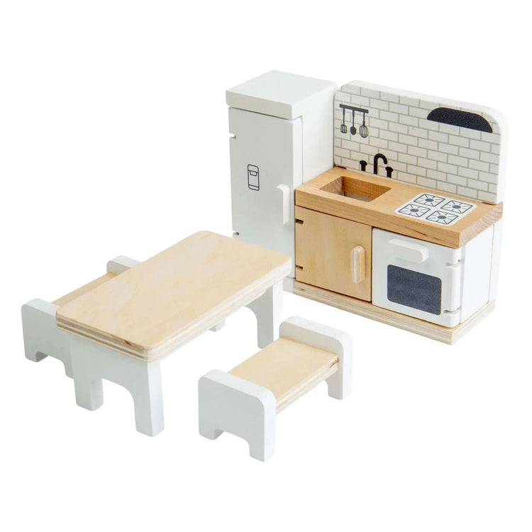 Cuisine de meubles de maison de poupée en bois Bigjigs - 5 pièces.