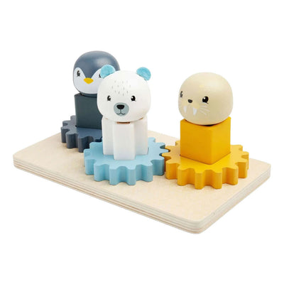 Puzzle engrenages en bois Bigjigs Pôle Nord - 10 pièces.