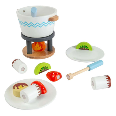 Set de jeu fondue au chocolat en bois Bigjigs - 16 pièces.