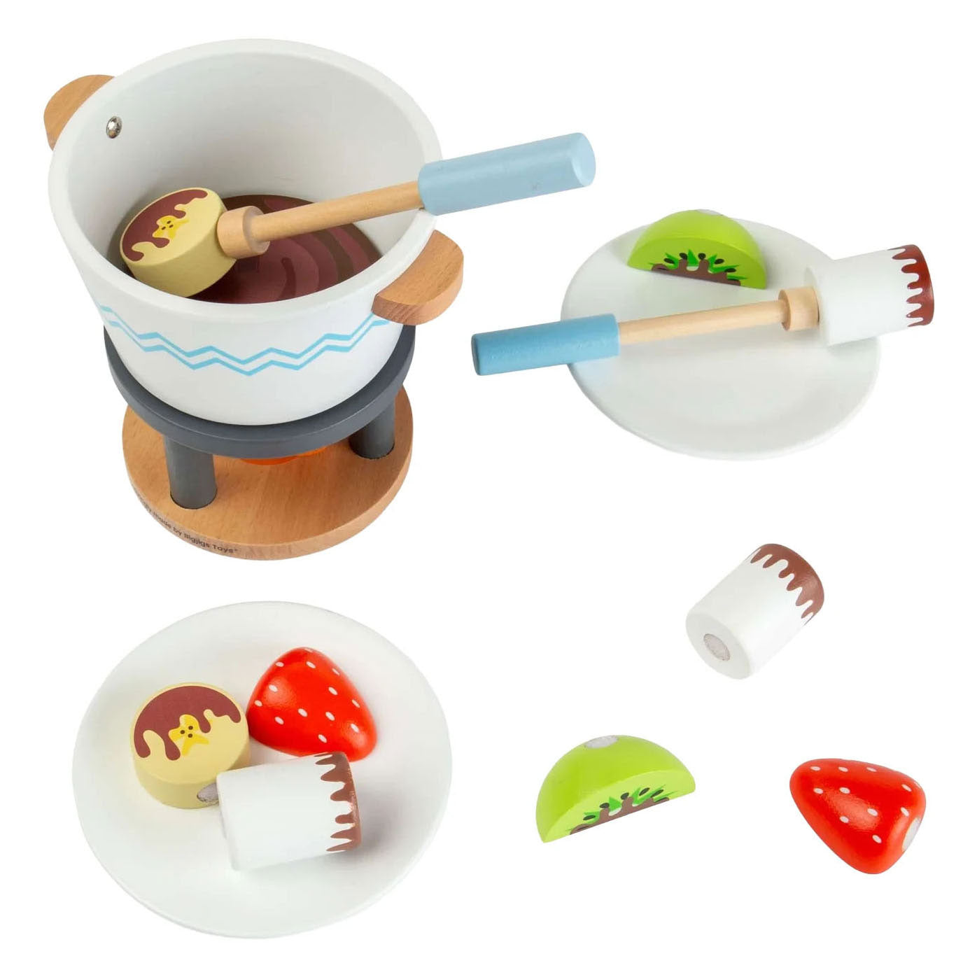 Set de jeu fondue au chocolat en bois Bigjigs - 16 pièces.