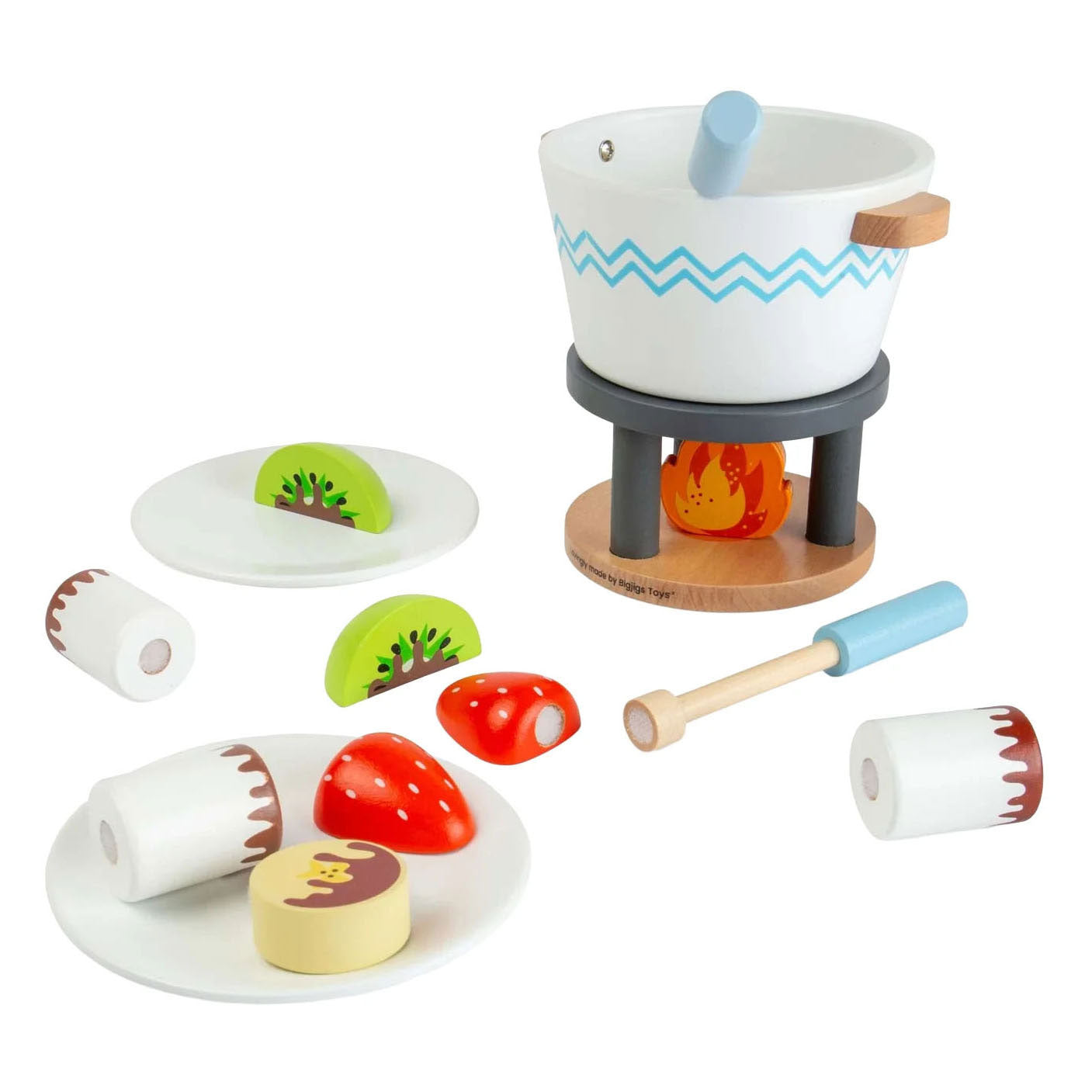 Set de jeu fondue au chocolat en bois Bigjigs - 16 pièces.