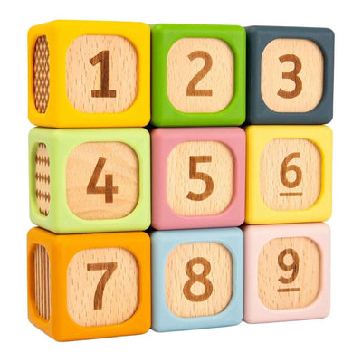 Blocs de tri souples en bois Bigjigs - 9 pcs.