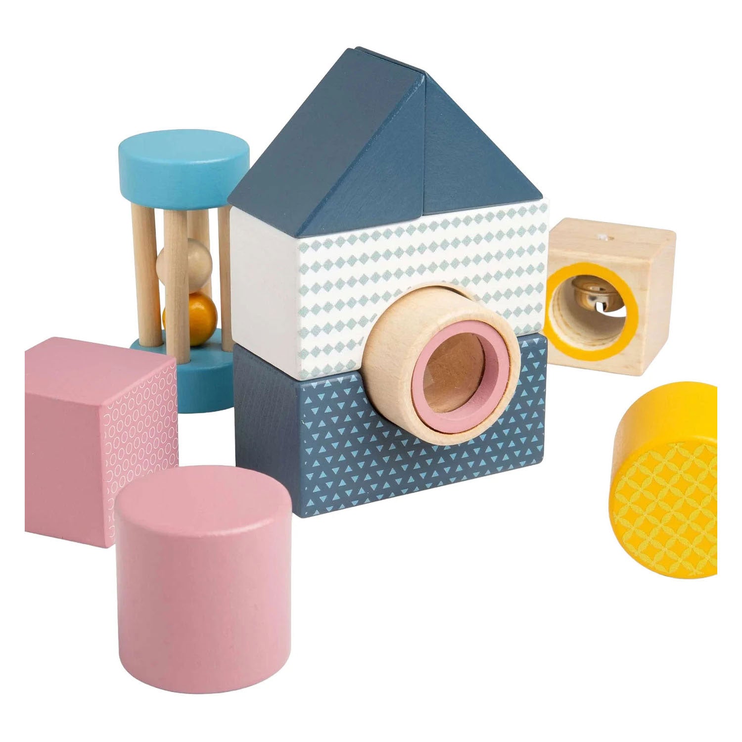 Blocs sensoriels en bois Bigjigs - 14 pcs.