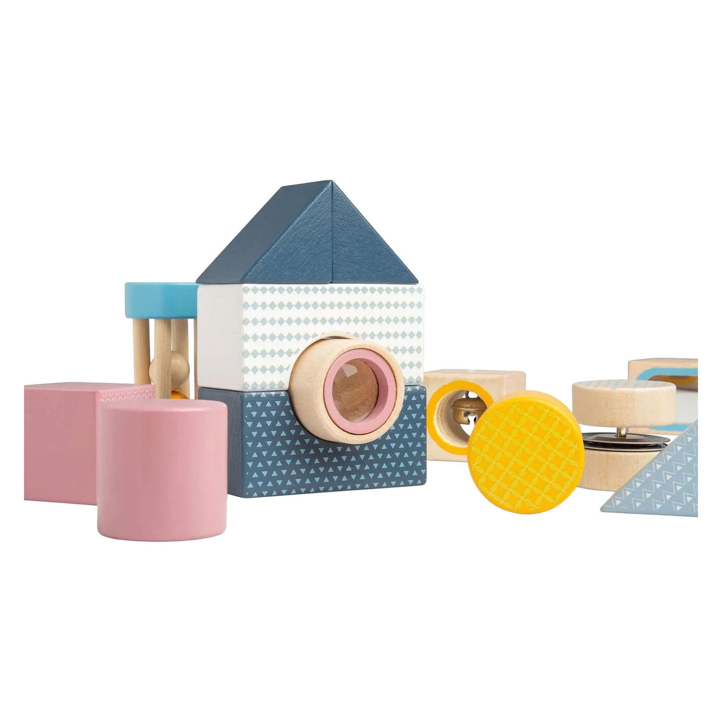 Blocs sensoriels en bois Bigjigs - 14 pcs.