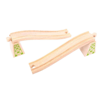 Rails en bois Bigjigs - entrée et sortie - 4 pcs.