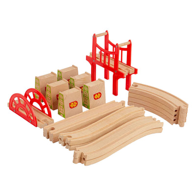Rails en bois Bigjigs - jeu d'extension de ponts - 18 pcs.