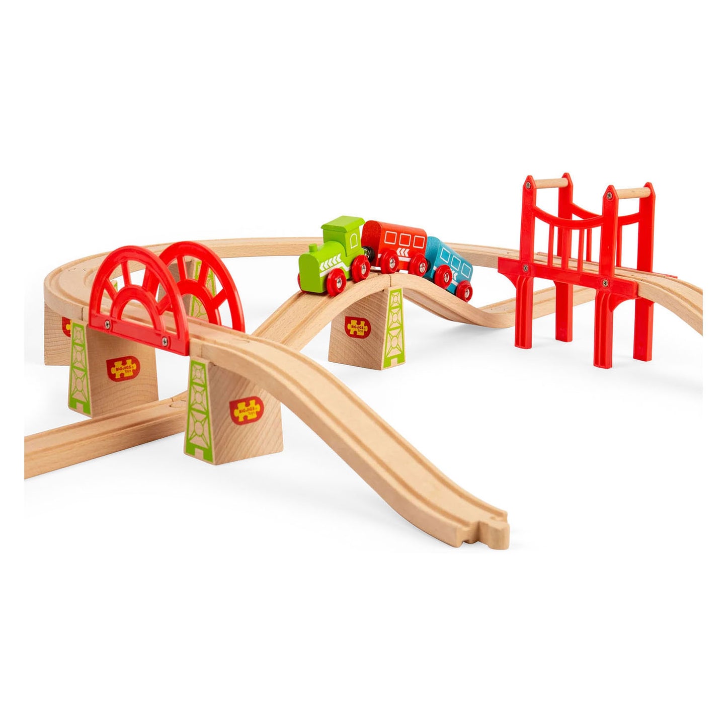Rails en bois Bigjigs - jeu d'extension de ponts - 18 pcs.