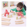 Rails en bois Bigjigs - jeu d'extension de ponts - 18 pcs.