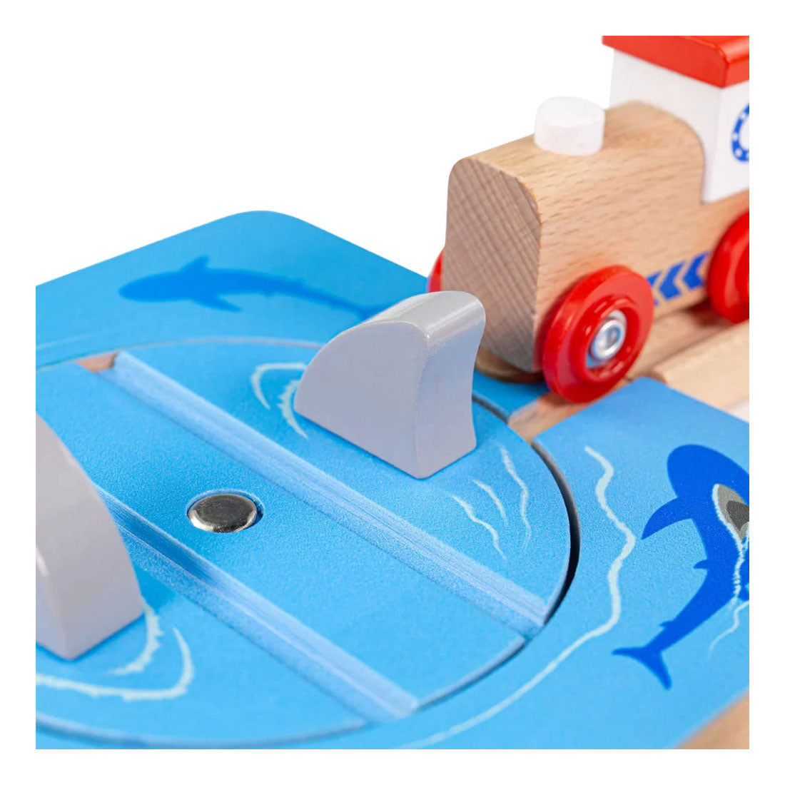 Rails en bois Bigjigs - attaque de requin - 4 pcs.