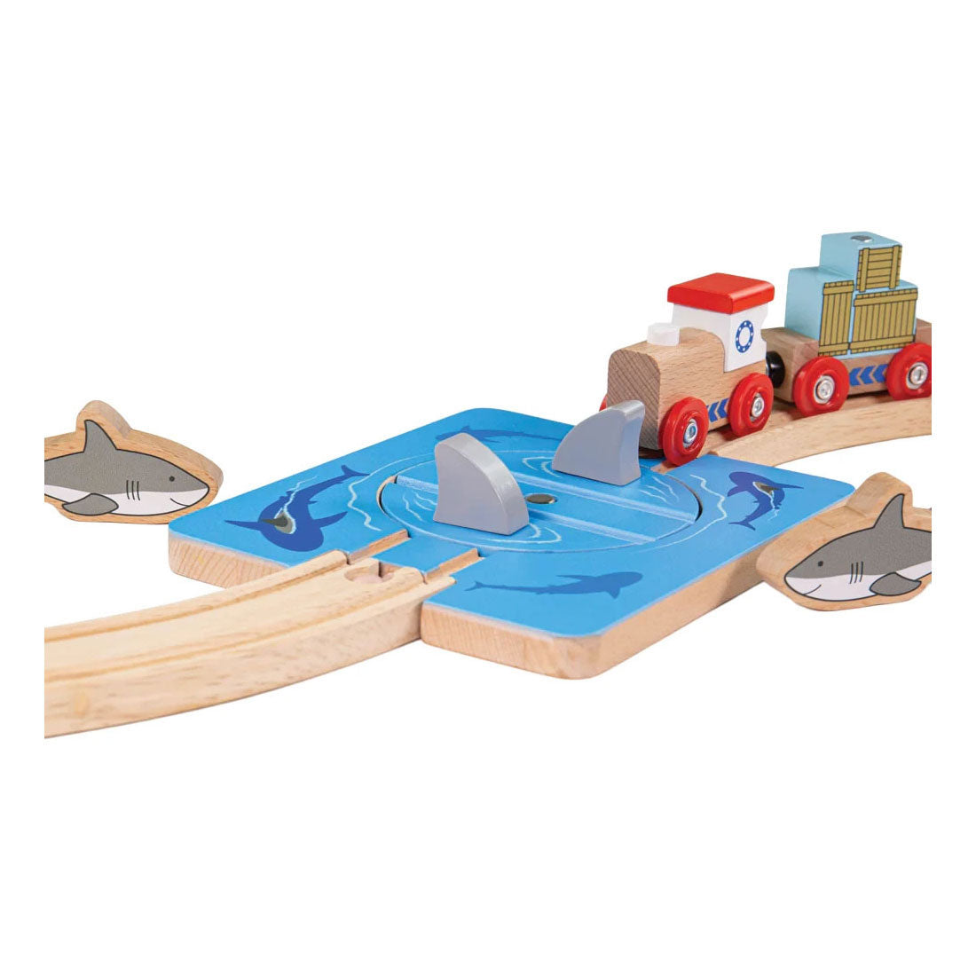 Rails en bois Bigjigs - attaque de requin - 4 pcs.