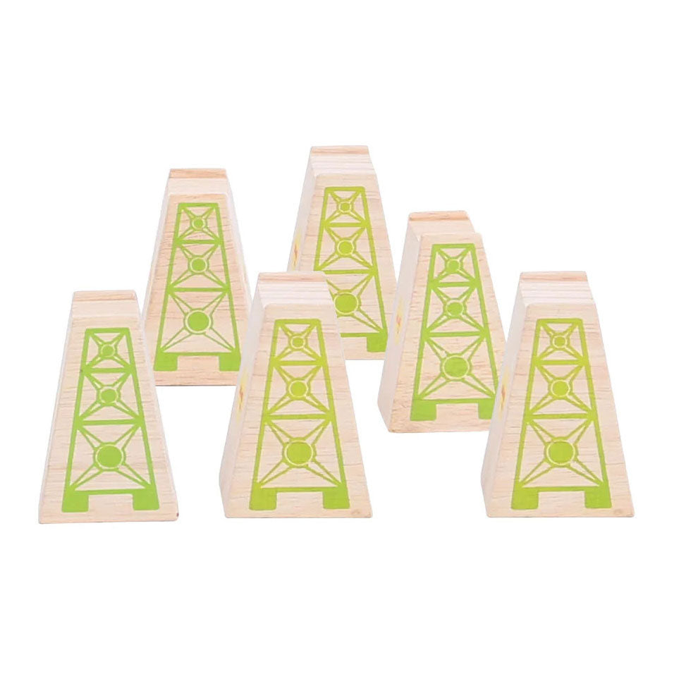 Rails en bois Bigjigs - piliers de pont - 4 pcs.