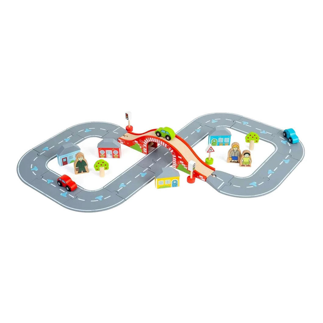Ensemble de route en bois Bigjigs - 36 pcs.