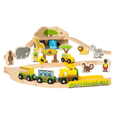 Coffret de train safari en bois Bigjigs - 38 pièces.