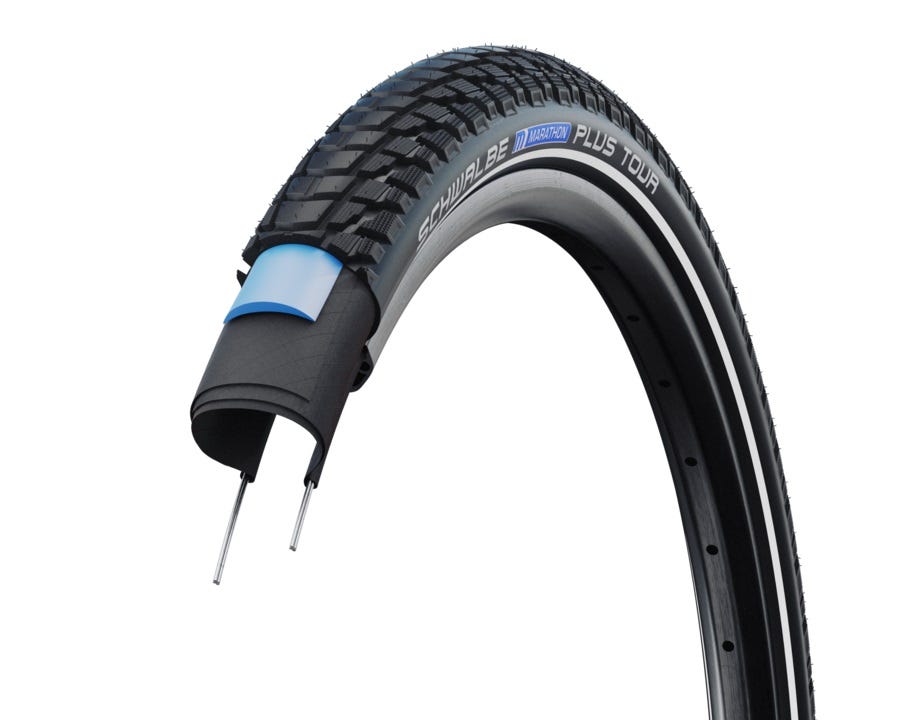 Schwalbe marathon plus tour - filaire - addix e - smart dualguard - 28x1,75 - noir + reflex