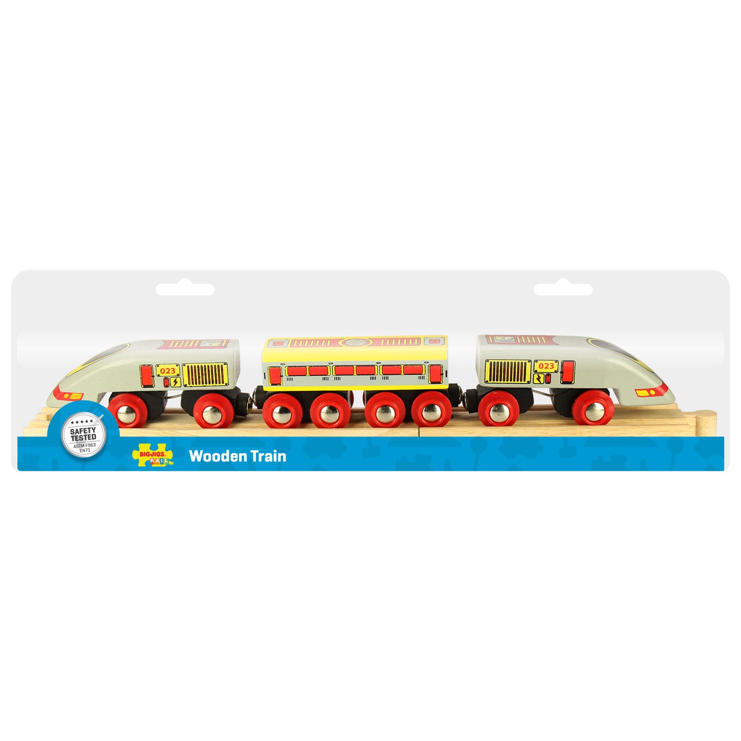 Train à grande vitesse en bois Bigjigs, incl. rails