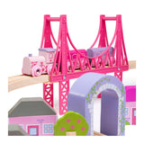 Bigjigs en bois ensemble de train en rose - afbeelding 2