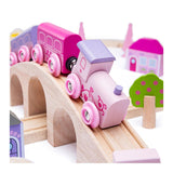 Bigjigs en bois ensemble de train en rose - afbeelding 5