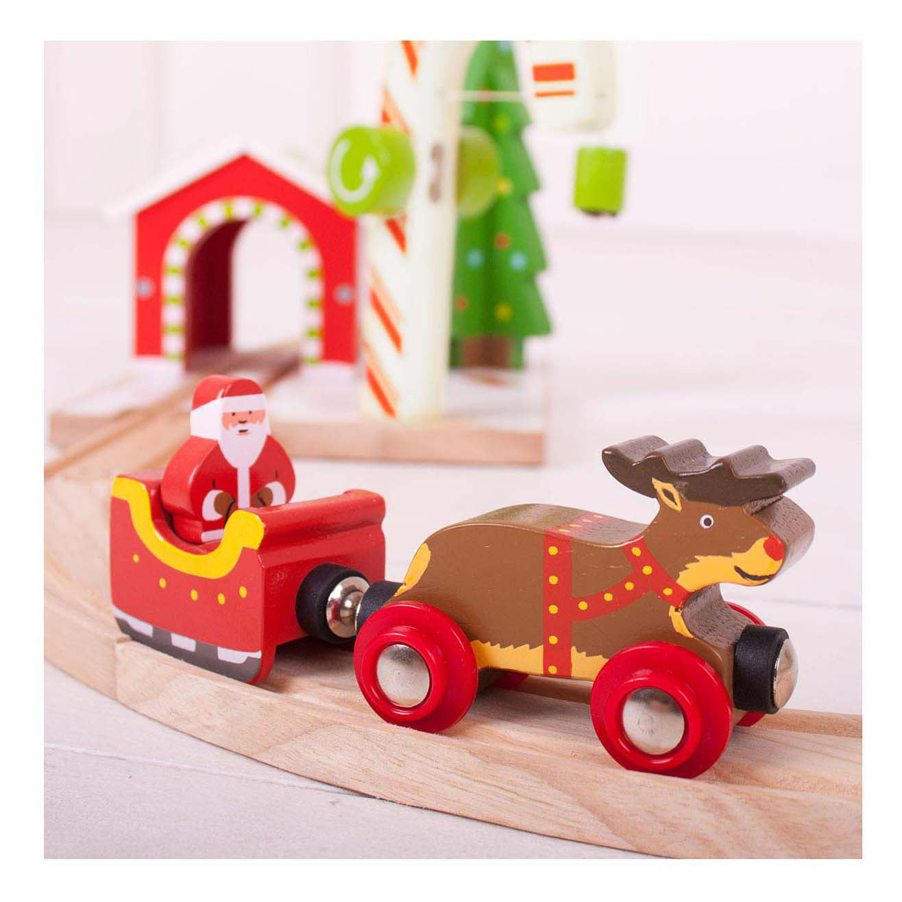 Bigjigs Houten Santa Claus, Slee et Rendier