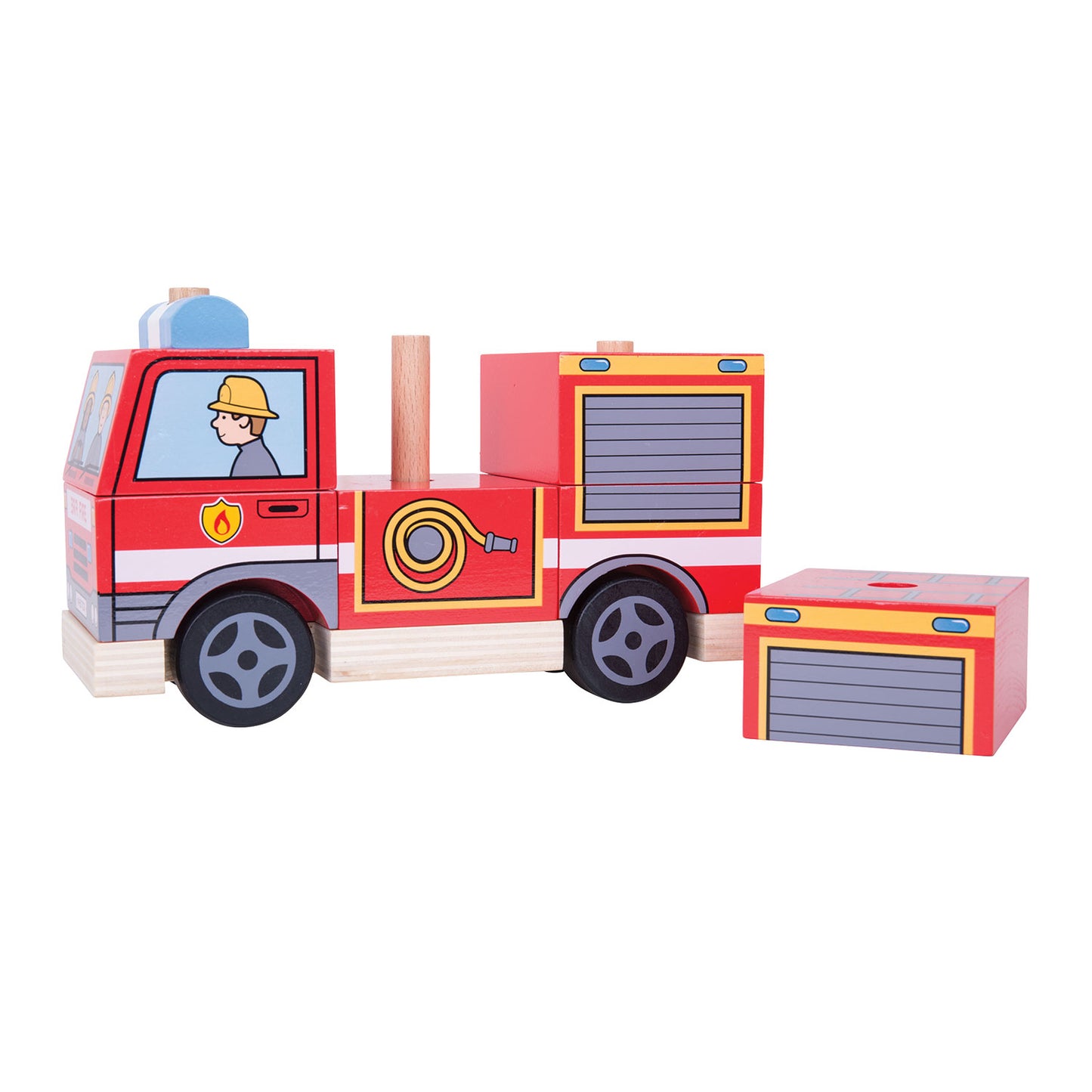 Bigjigs en bois d'empilement de pompiers